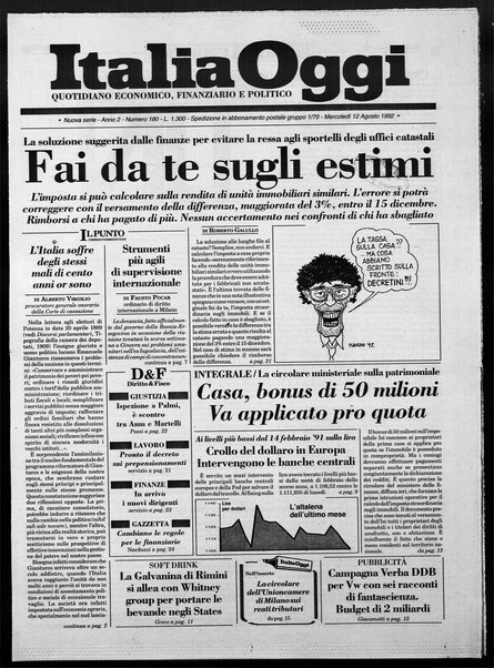 Italia oggi : quotidiano di economia finanza e politica